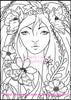 Adult coloring book clip art fairy nature flower butterfly moth poppy girl woman art nouveau