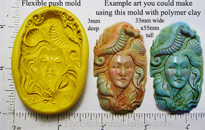 Flexible Push Mold Ocean Spirit with Seahorse and Shells