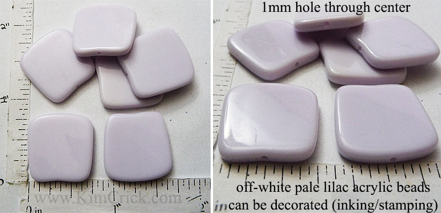 Off-White Pale Lilac Acrylic Small Curved Square Beads 20mm x 20mm x 3mm