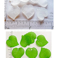 Frosted Acrylic Translucent One Sided Heart Leaf Bead Charms 15mm (Select a Color)