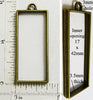 Open Back Long Rectangle Frame 17mm x 42mm x 3.5mm Bronzetone