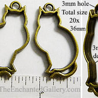 Open Back Smaller Cat Shape Frame 20mm x 36mm x 3mm Bronzetone