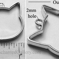 Open Back Cat Head Frame 29mm x 26mm x 4mm Silvertone