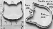 Open Back Cat Head Frame 29mm x 26mm x 4mm Silvertone