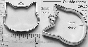 Open Back Cat Head Frame 29mm x 26mm x 4mm Silvertone