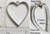 Open Back Heart Frame 30mm x 34mm x 3.5mm Silvertone