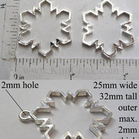 Open Back Snowflake Frozen Crystal Frame 25mm x 32mm x2mm Silvertone 