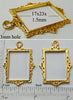 Open Back Rectangle Frame 17mm x 23mm x 1.5mm Thin Ornate Picture Goldtone