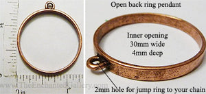 Open Back Thin Ring Frame 30mm x 4mm Coppertone
