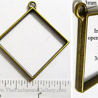 Open Back Diamond Oriented Square 29mm x 29mm x 3mm Bronzetone