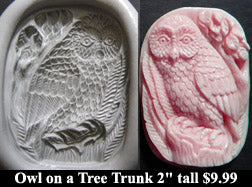 Flexible Push Mold Owl on a Tree Trunk