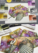 Original Art - Sparrow Flying Bird PBr25 Pigment Study Watercolor Painting (5x7, Not a Print)