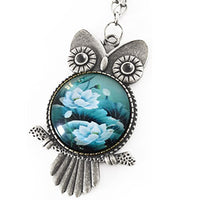 25mm Circle Pendant Tray Figural Owl Shape Textured Back Antiqued Silver