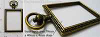 Open Back Pocket Watch Rectangle Opening 30mm x 40mm x 4mm Bronzetone Frame Jewelry Pendant