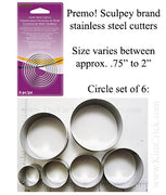 Circle Shape Cookie Cutters by Premo Sculpey 6 Piece Set