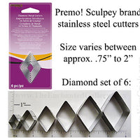 Diamond Shape Cookie Cutters by Premo Sculpey 6 Piece Set