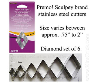Diamond Shape Cookie Cutters by Premo Sculpey 6 Piece Set