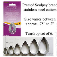 Teardrop Shape Cookie Cutters by Premo Sculpey 6 Piece Set