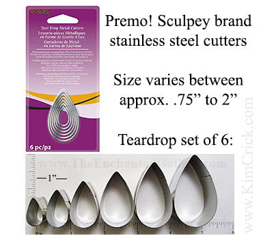 Teardrop Shape Cookie Cutters by Premo Sculpey 6 Piece Set