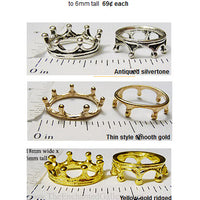 Princess Crown Miniature Doll House Kids Craft or Jewelry Ring Finding Charm Bead (Choose a Color)
