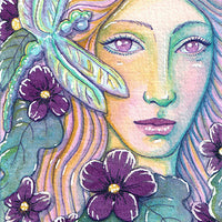 Kimberly Crick artist trading card watercolor painting artwork fairy elf dragonfly