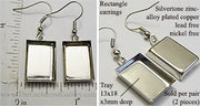 Pair of Silvertone Alloy Plated Copper Rectangle Earring Blanks (Select Amount)