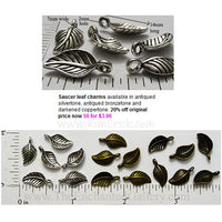 Small Curved Saucer Leaf Metal Charms Fifty Pack (Select A Color) 