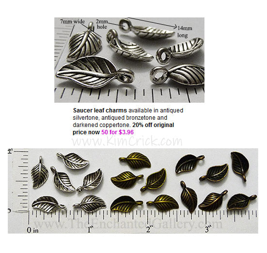 Small Curved Saucer Leaf Metal Charms Fifty Pack (Select A Color) 