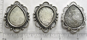 22x28mm Teardrop Roped with Loops and Dots Pendant Tray Antiqued Silvertone