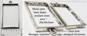 Open Back Rectangle Seamless Frame 20mm x 30mm x 3mm Antiqued Silvertone