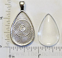 20x29mm Teardrop Textured Pendant Tray Shiny Silver (Select Amount or Optional Insert)