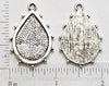 25mm x 18mm x 1mm Teardrop Hobnail Pendant Tray Antiqued Silvertone