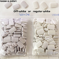 BULK SALE - Small 12mm x 18mm x 3mm Curved Rectangle Beads for DIY About 100 pieces 3"x4" bag (Choose Off-White or Regular White)
