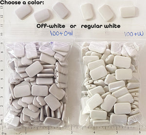 BULK SALE - Small 12mm x 18mm x 3mm Curved Rectangle Beads for DIY About 100 pieces 3"x4" bag (Choose Off-White or Regular White)