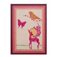Spring rubber stamps collage card greeting handmade deer bird butterfly