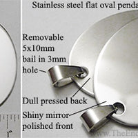 Large Oval Stainless Steel Flat Dog Tag Style Pendant