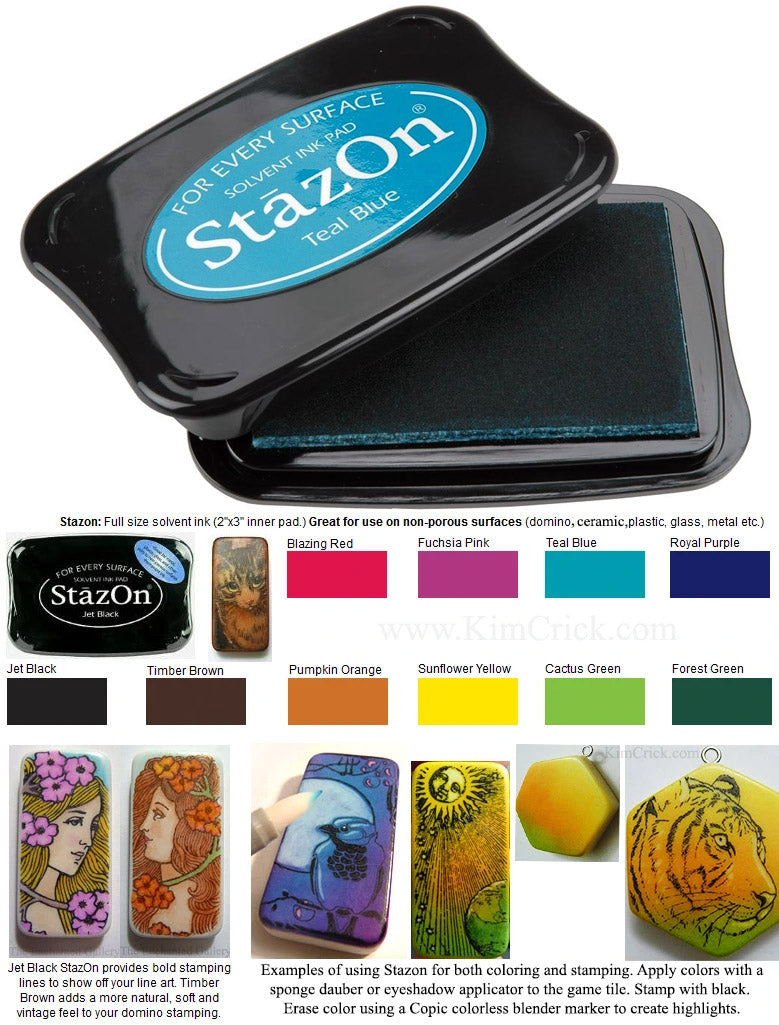 StazOn Ink Pad for Non-Porous Surfaces, Domino Rubber Stamping (Select