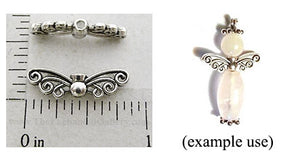 Decorative Swirl Mini Angel Wings Center Connected Bead (6 Pack)