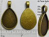 18x25x2mm Teardrop Smooth Back with Bail Pendant Tray Bronzetone