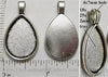 18x25x2mm Teardrop Smooth Back with Bail Pendant Tray Silvertone