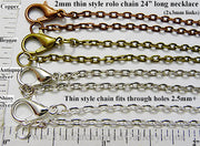 24" Thin style rolo chain necklace pendant jewelry making supplies delicate loops