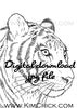 Digital File - Tiger Animal Pen Ink Line Drawing Black White Clip Art Digi Stamp Printable Download