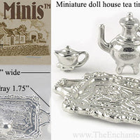 Miniature Doll House Tea Time Service 4 Piece Metal Set