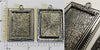 22x30mm Rectangle Floral Wheat Picture Frame Pendant Tray Antiqued Silvertone