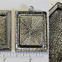 22x30mm Rectangle Floral Wheat Picture Frame Pendant Tray Antiqued Silvertone