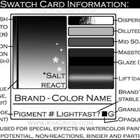 Grayscale swatch card information panel pigment database rubber stamp