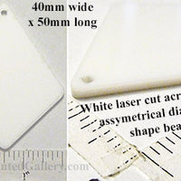 Laser Cut Acrylic White 40mm x 50mm Asymmetrical Diamond Charm One Hole (Select an Amount)