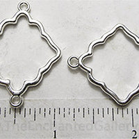 Open Back Arched Rhombus Diamond Connector Link 24mm x 26mm x 2mm Antiqued Silvertone Frame Jewelry Pendant