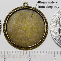 40mm XL Circle Dotted Edge Rings Textured Back Pendant Tray (Select a Color)