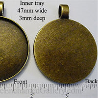 47x3mm XL Circle Smooth Pendant Tray Bronzetone